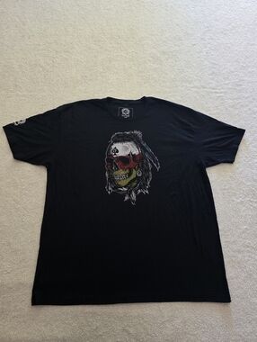 Zero Foxtrot Skull Feather Graphic Tee, Men's Size 3X, GUC - Black - USA Made